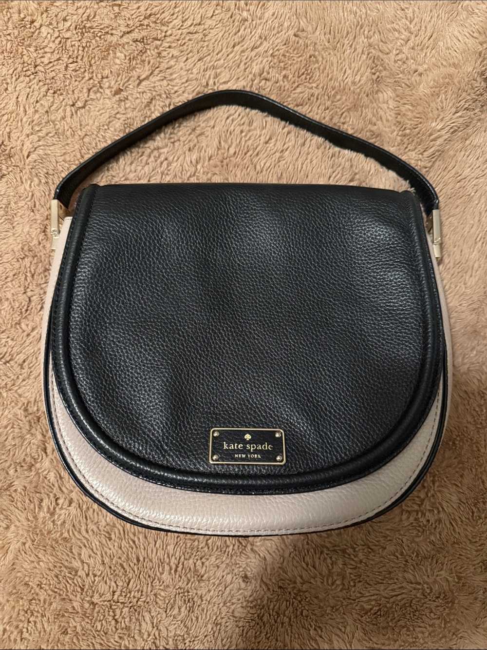 kate spade Black and Cream Saddle Crossbody Purse